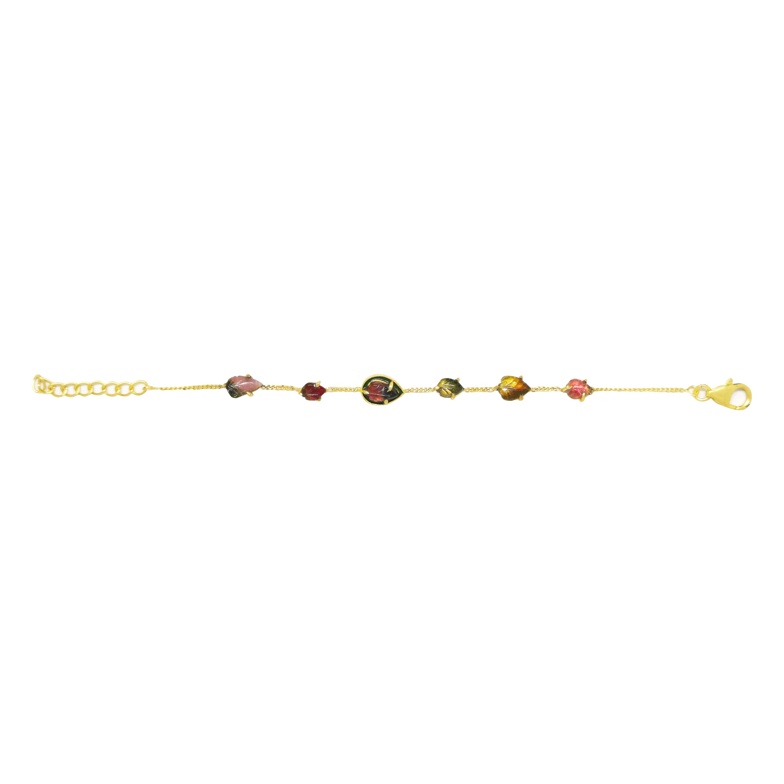 Hand carved watermelon tourmaline bracelet